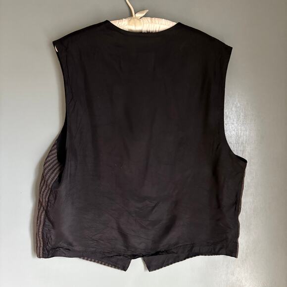 Vintage CITY STREETS Women's M/L Black Pinstripe Vest Retro Cotton Blend Boho - Picture 7 of 7